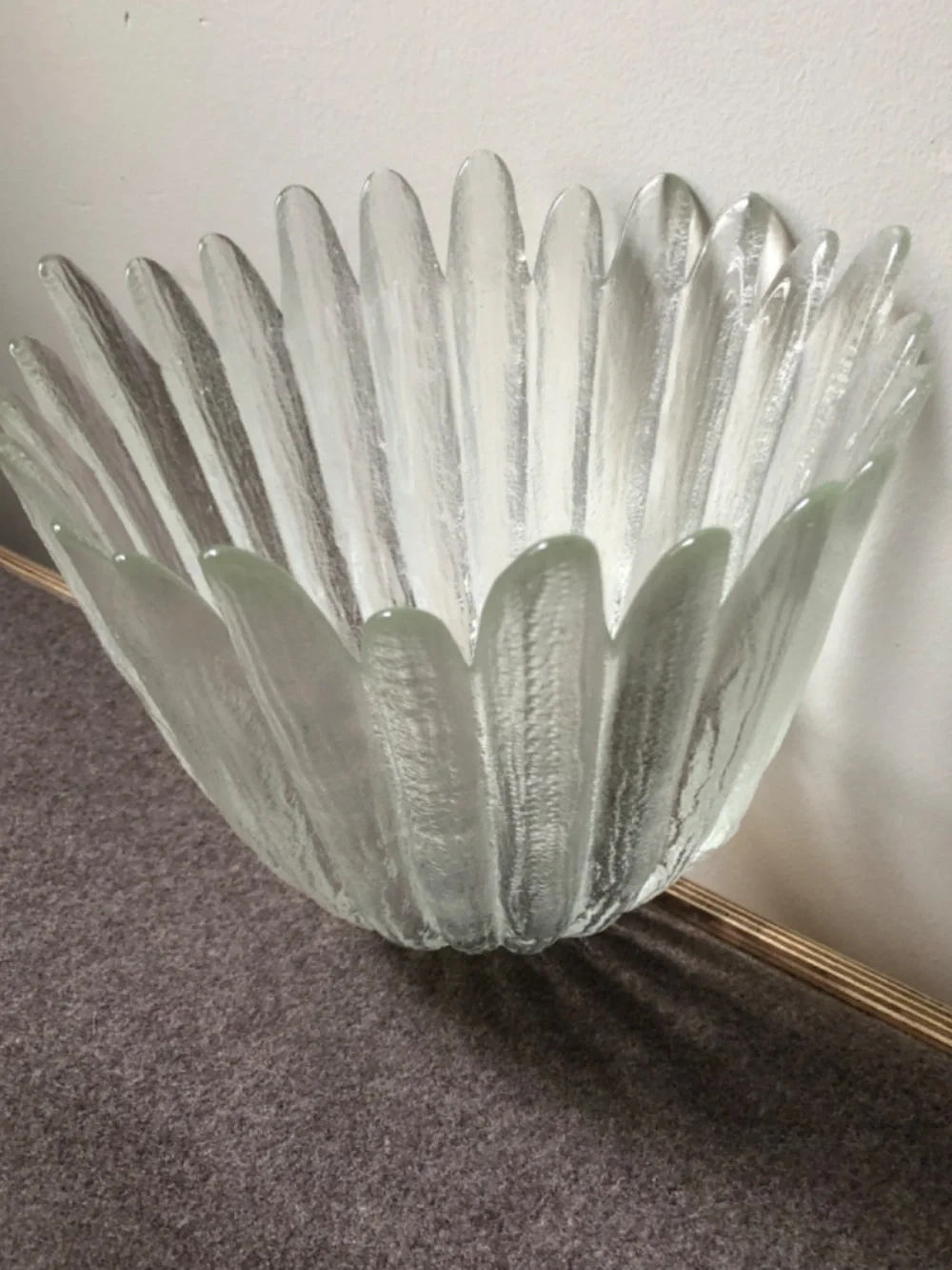 Vintage 1960s Holmegaard Textured Glass Petal Bowl Designed by Sidse Werner
